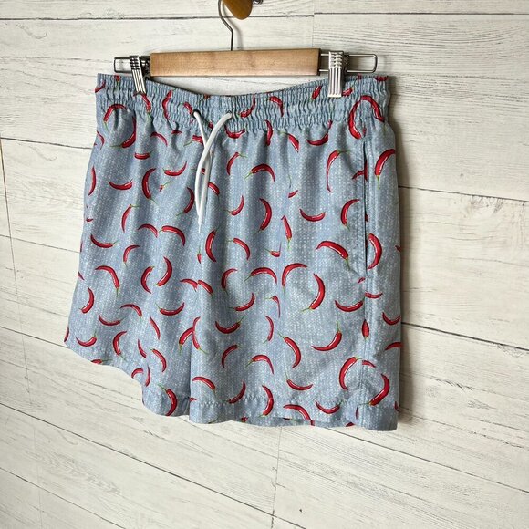 Trunks Surf & Swim Co. Swim Shorts Mens Size L/G Blue Red Hot Chili Pepper - Picture 5 of 16